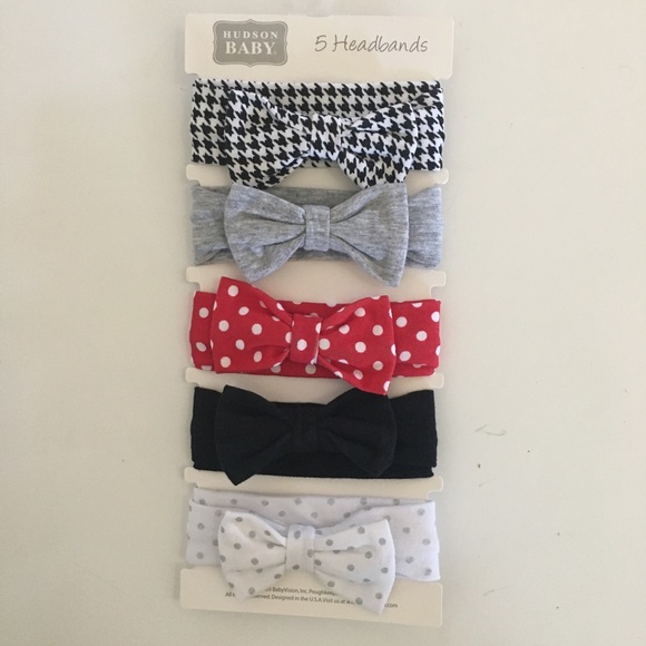 Hudson Bay Baby Headbands Infants  Multiple Patterns Black White Red Gray - Picture 1 of 2